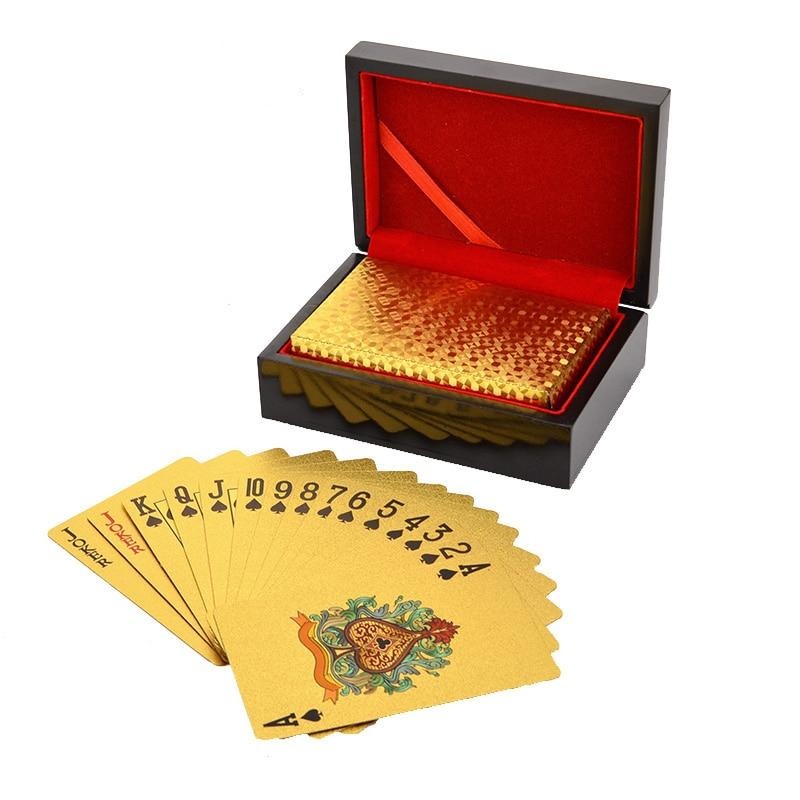 Accessoires poker Poker avec coffret bois Carte Poker<br/>Or 24k Coffret Bois