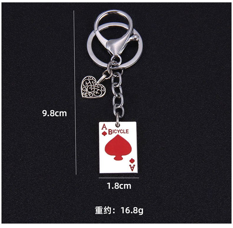 Accessoires poker 0 As Rouge Porte-clés en métal cartes de poker