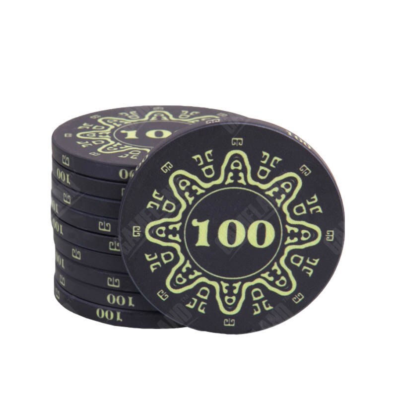 Accessoires poker 0 Jeton noir 100 Jetons de poker avec valeurs