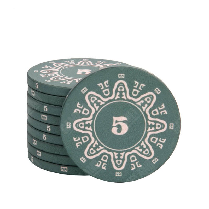 Accessoires poker 0 Jeton vert 5 Jetons de poker avec valeurs