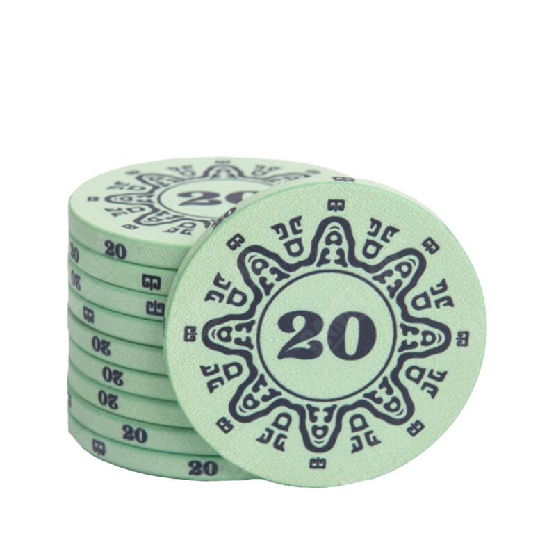 Accessoires poker 0 Jeton vert clair 20 Jetons de poker avec valeurs