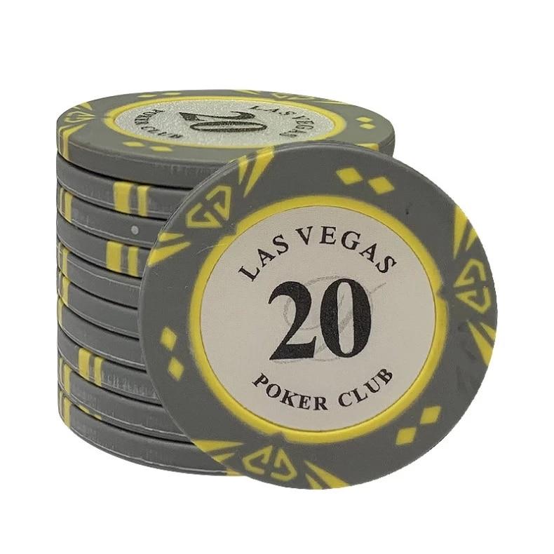 Accessoires poker 0 1O jetons Las Vegas gris Jetons de poker avec valeurs Las Vegas