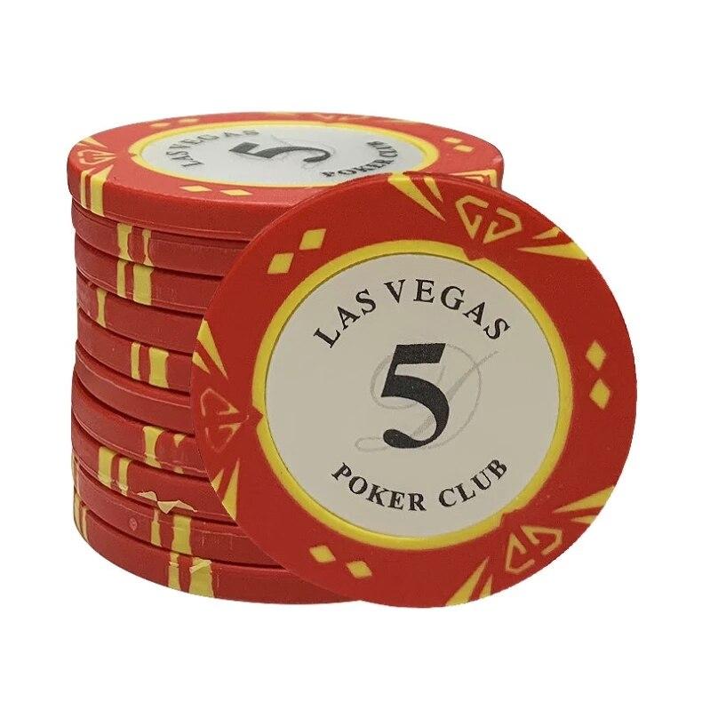 Accessoires poker 0 1O jetons Las Vegas  rouge Jetons de poker avec valeurs Las Vegas