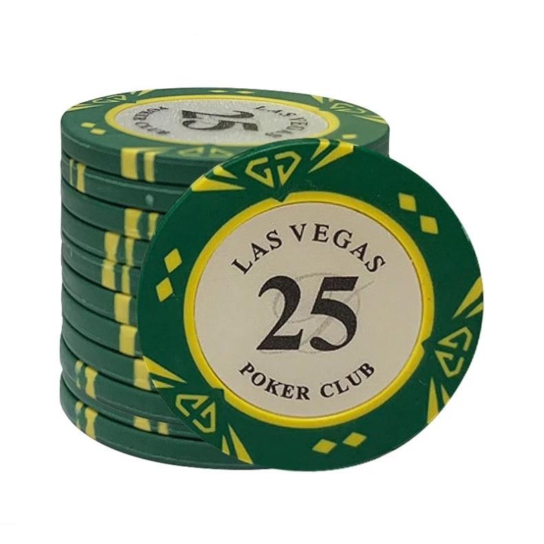 Accessoires poker 0 1O jetons Las Vegas vert Jetons de poker avec valeurs Las Vegas
