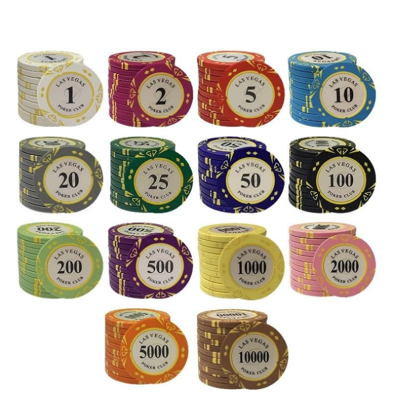 Accessoires poker 0 Jetons de poker avec valeurs Las Vegas