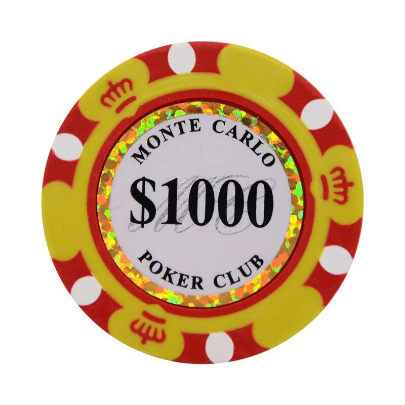 Accessoires poker 0 25 jetons de poker Monte Carlo jaune Jetons de poker cash game