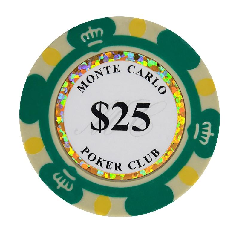 Accessoires poker 0 25 jetons de poker Monte Carlo vert Jetons de poker cash game