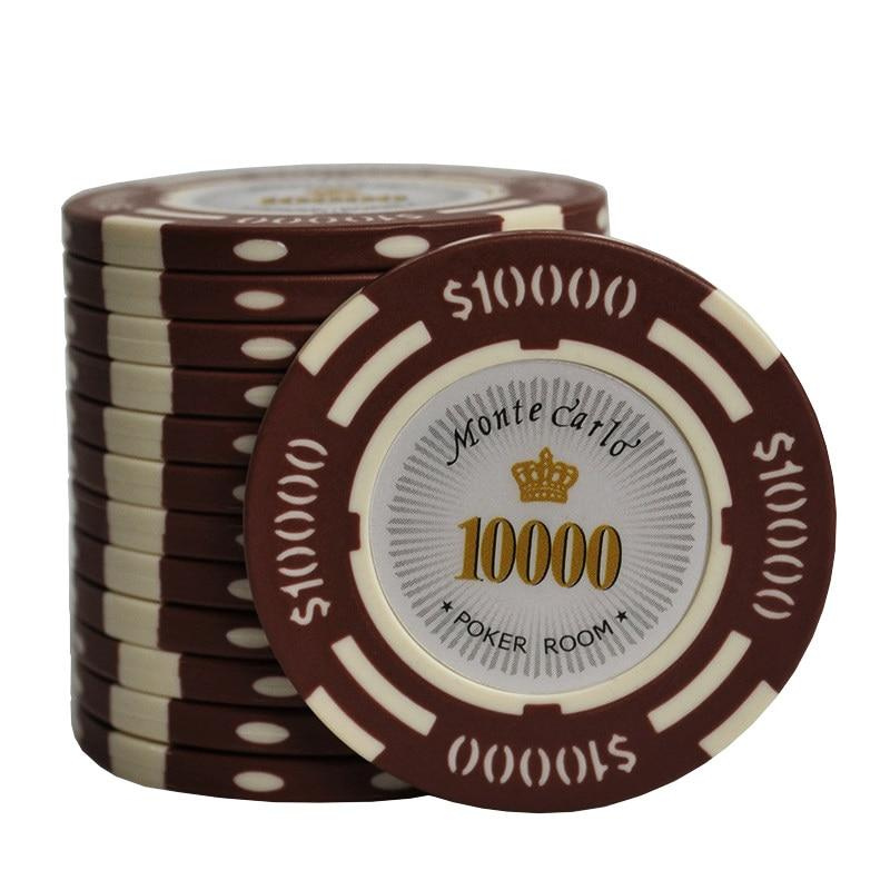 Accessoires poker 0 10 jetons Monte Carlo marron Jetons de poker Monte Carlo avec valeurs