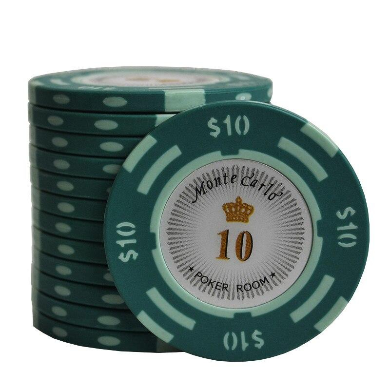 Accessoires poker 0 10 jetons Monte Carlo vert Jetons de poker Monte Carlo avec valeurs