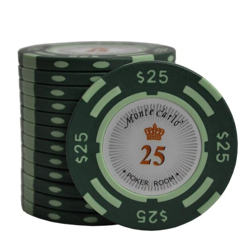 Accessoires poker 0 10 jetons Monte Carlo vert et noir Jetons de poker Monte Carlo avec valeurs
