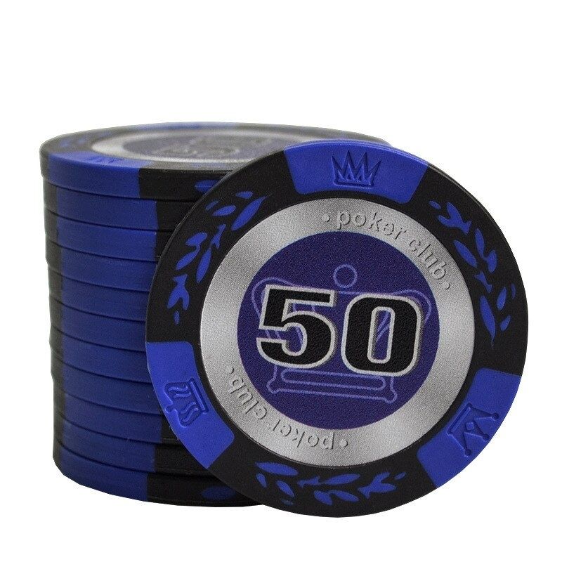 Accessoires poker 0 Jeton bleu 50 Jetons poker noir