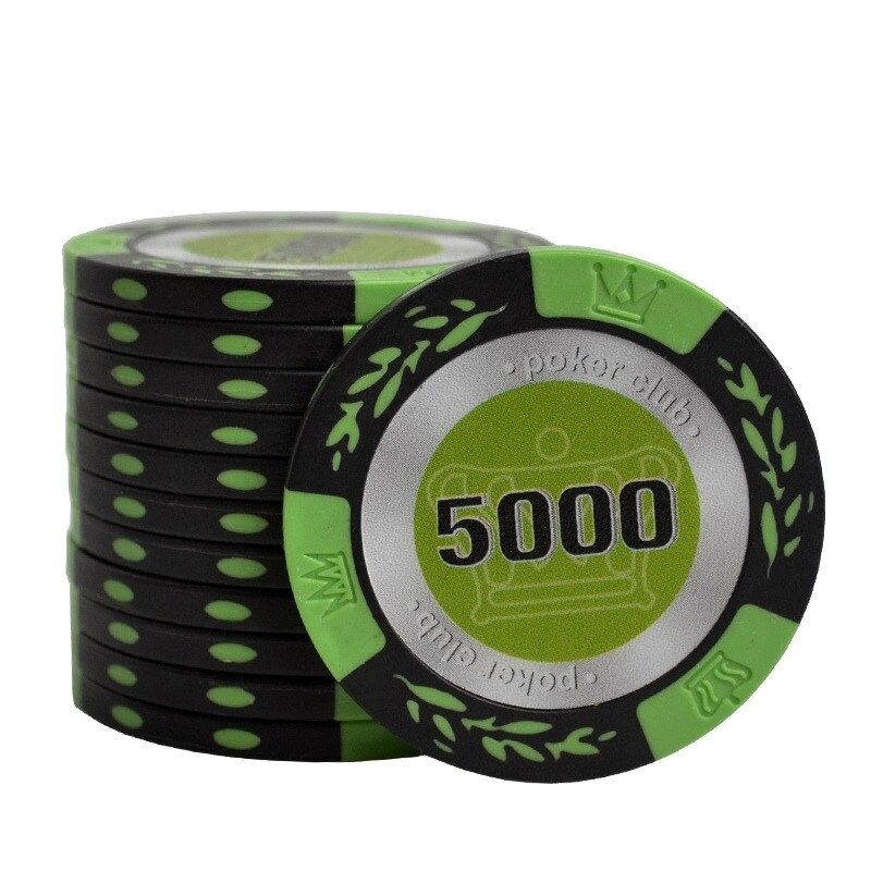 Accessoires poker 0 Jeton vert lime 5 000 Jetons poker noir