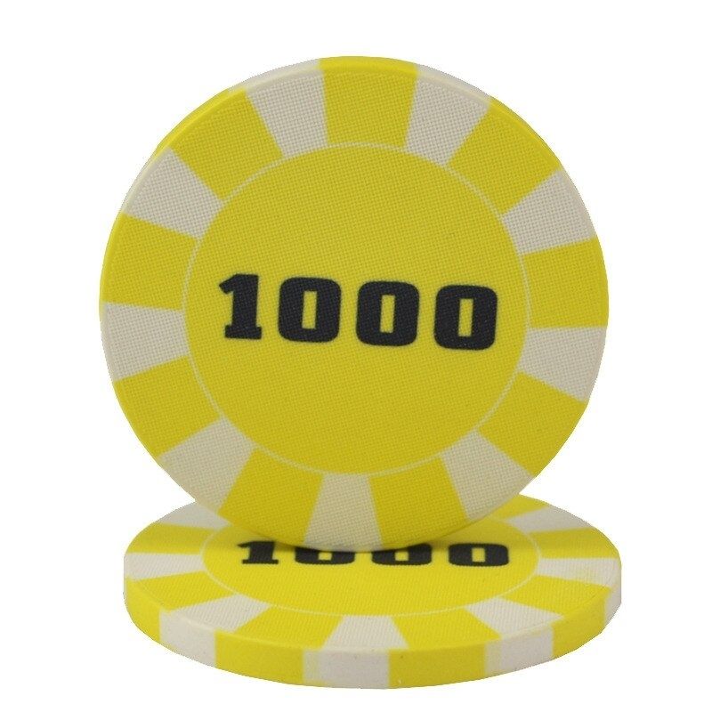 Accessoires poker 0 Jeton jaune 1 000 Lots de jetons de poker en céramique