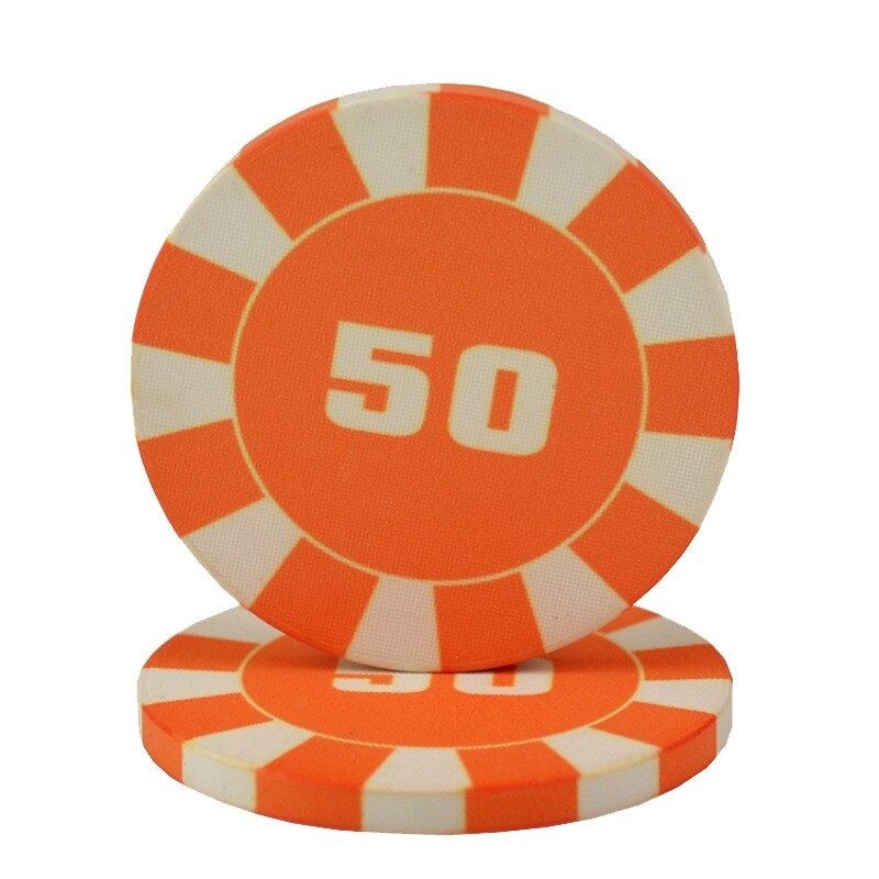 Accessoires poker 0 Jeton orange 50 Lots de jetons de poker en céramique